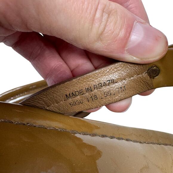 TORY BURCH Tan Caramel Patent Leather Miller Classic Designer Logo Sandals 6.5 - Picture 7 of 7